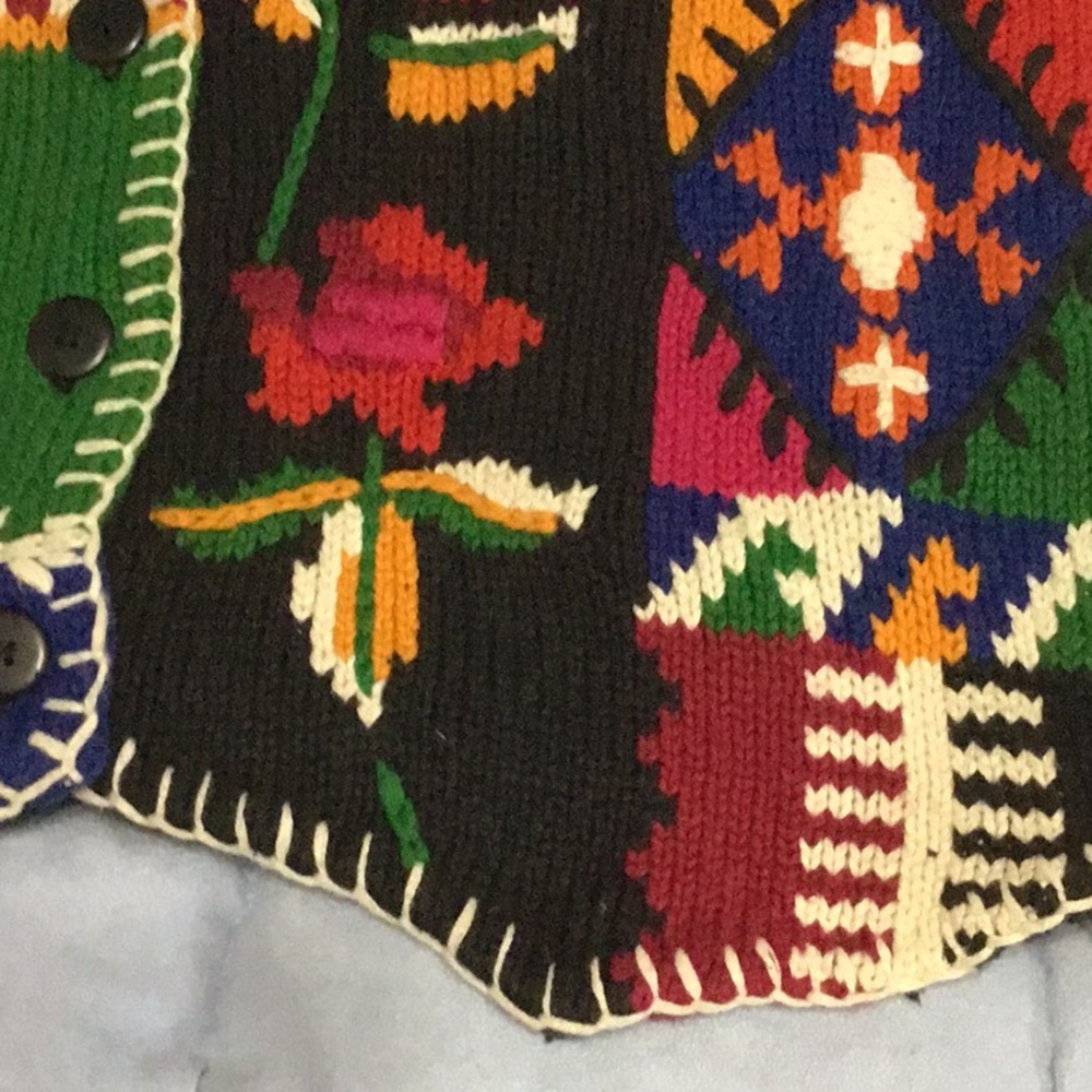 PENDLETON Knock Abouts Vintage Knit Vest M – Multicolor Patchwork Tapestry Folk - Picture 8 of 16